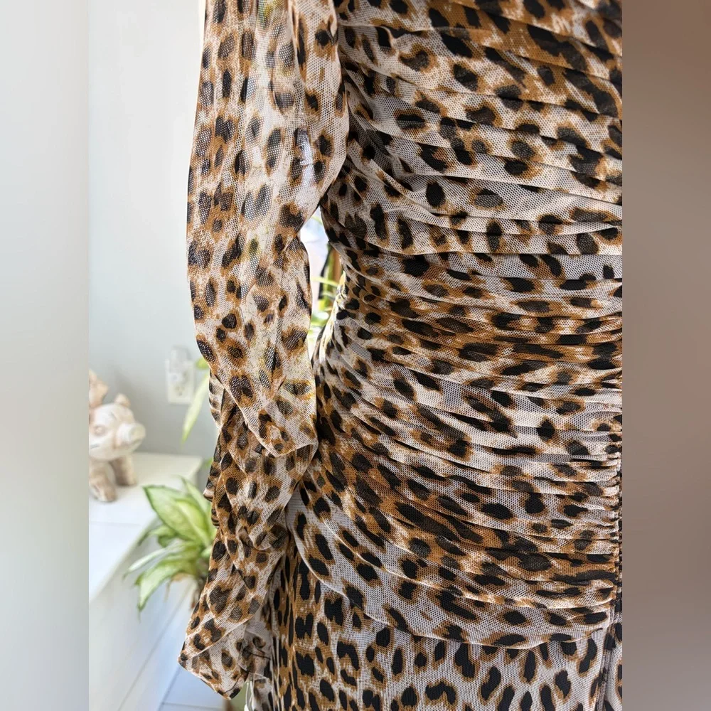 Tadashi Shoji Animal Print Long Sleeve Dress - Picture 7 of 11